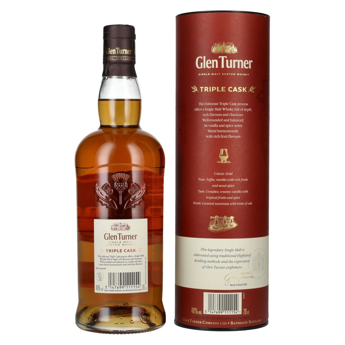 Glen Turner TRIPLE CASK Single Malt Scotch Whisky 40% Vol. 0,7l en boîte cadeau