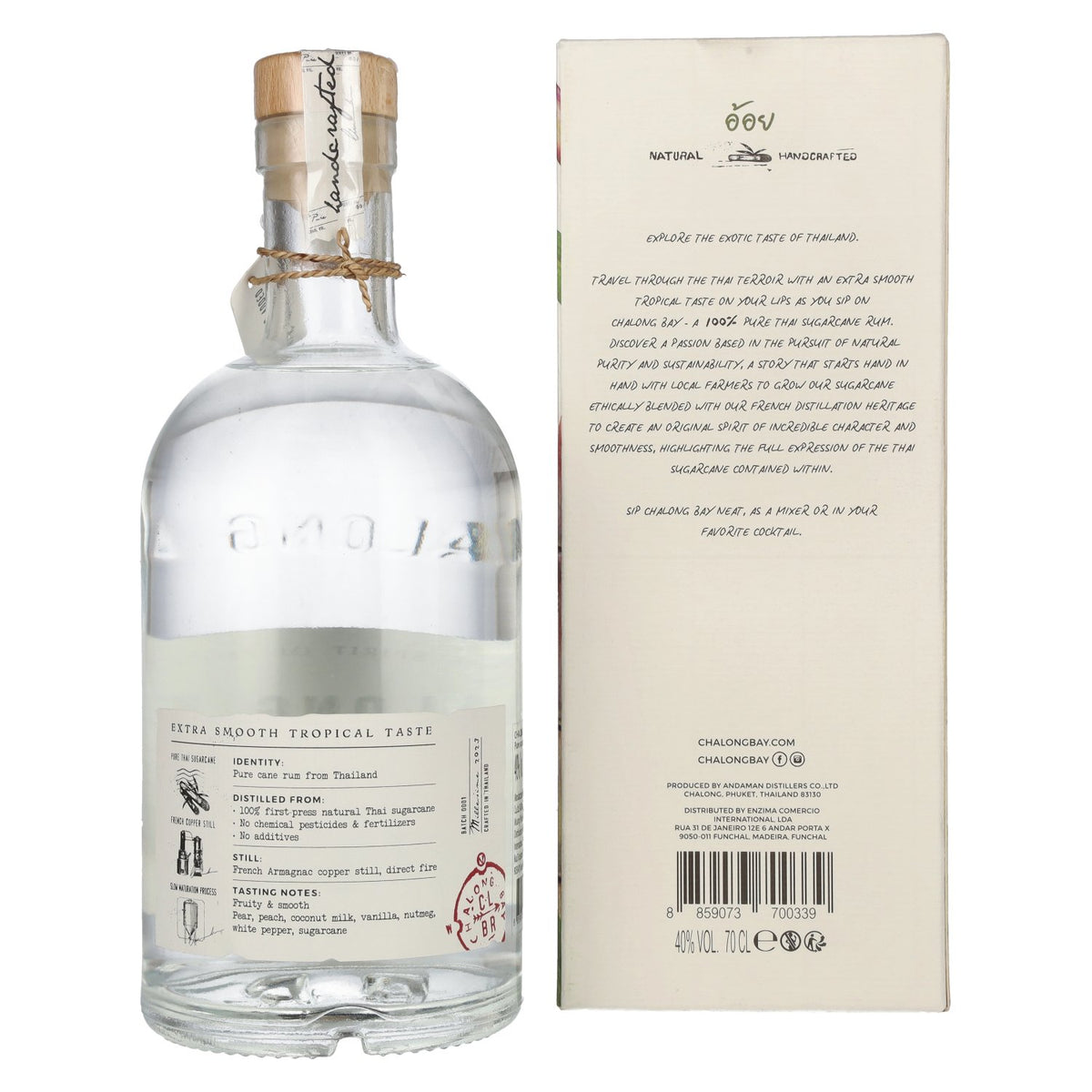 Chalong Bay PURE CANE Spirit Drink 40% vol. 0,7l en boîte cadeau