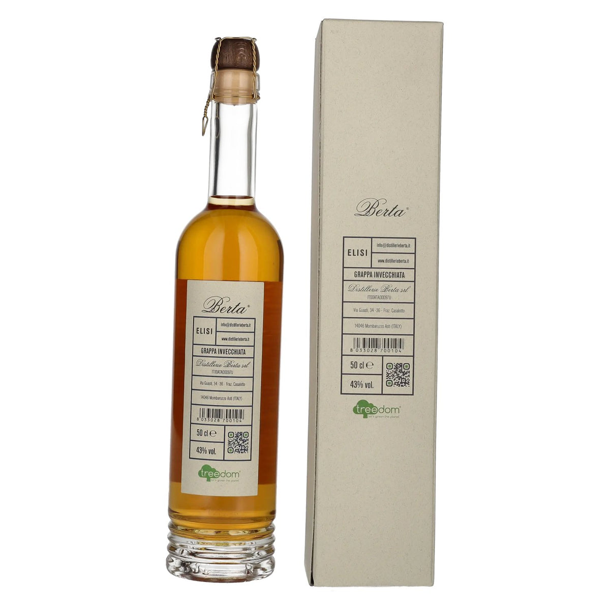Berta Grappa Elisi per L'Ambiente Grappa Invecchiata 43% vol. 0,5l en boîte cadeau