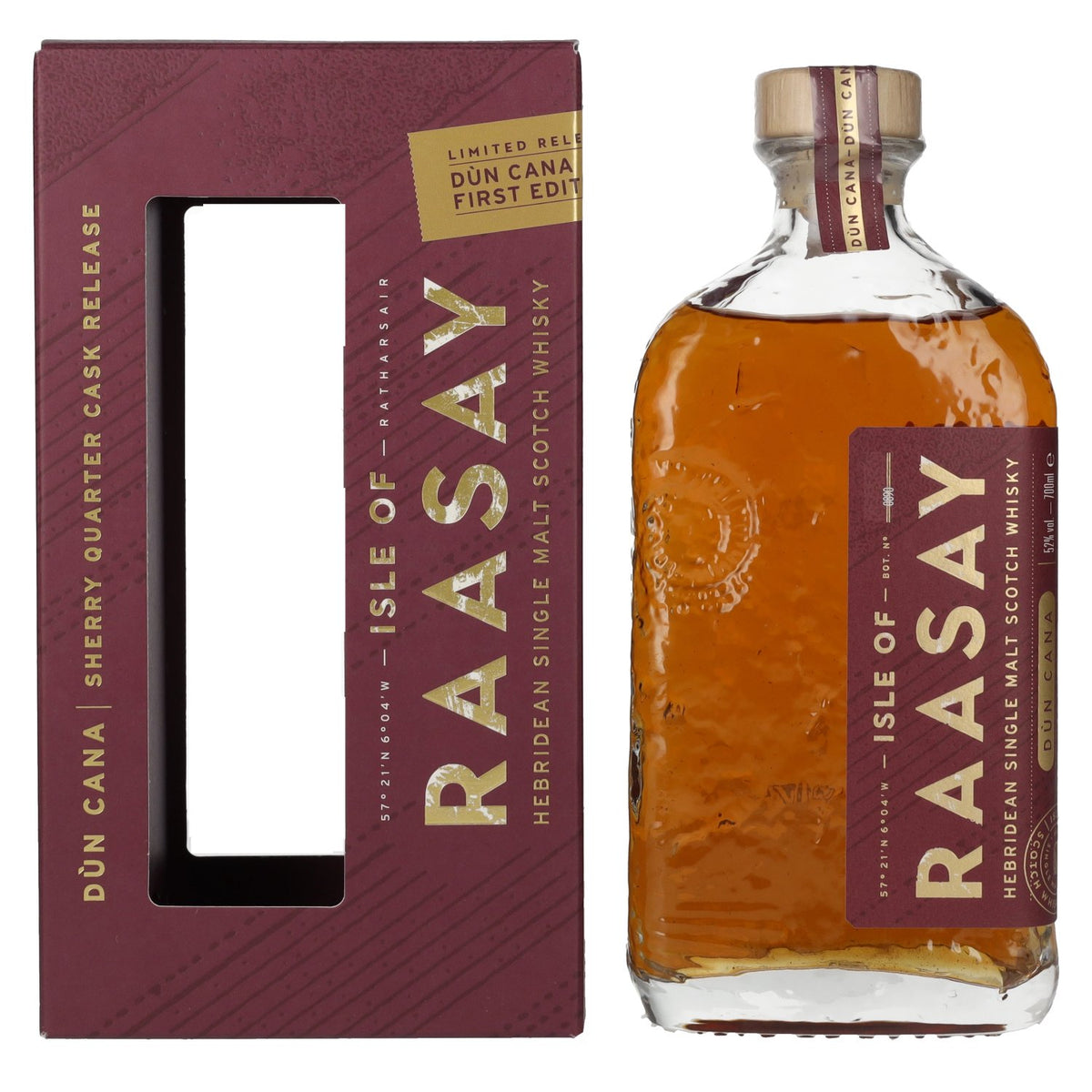 Isle of RAASAY Dùn Cana First Edition Sherry Quarter Cask Single Malt Limited Release 52% Vol. 0,7l en coffret cadeau