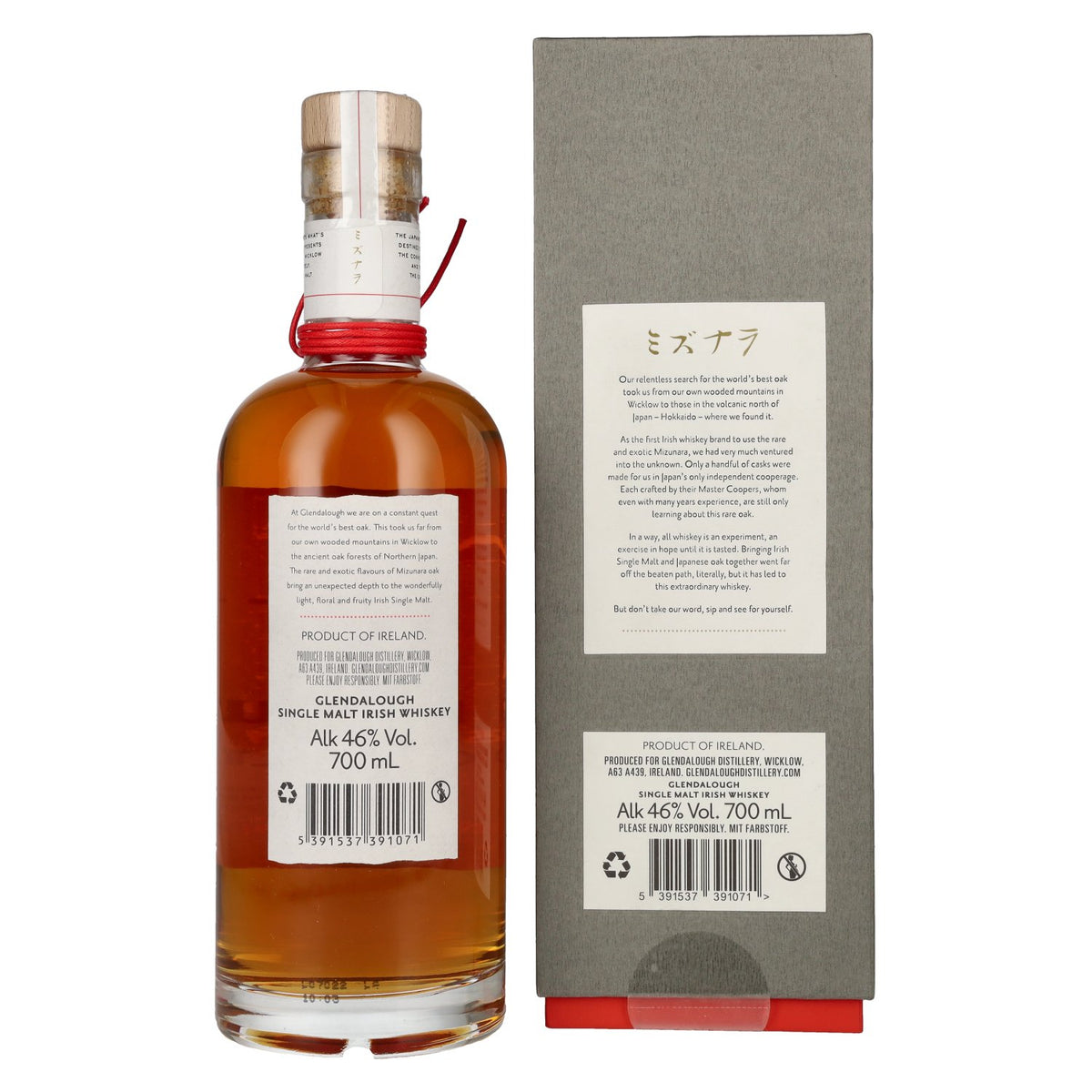 Glendalough 7 Years Old MIZUNARA FINISHED Batch No. 001 46% Vol. 0,7l en boîte cadeau