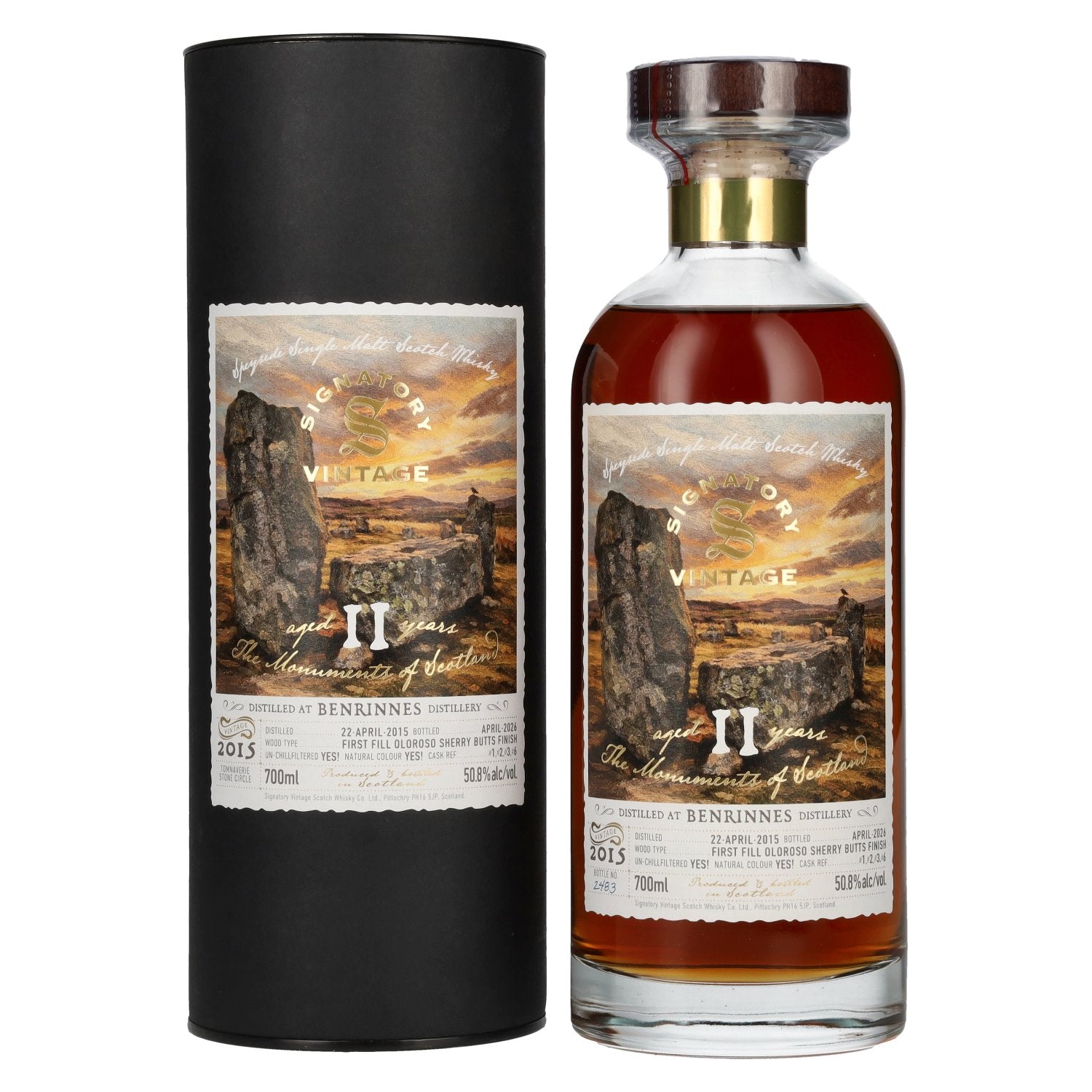 Signatory Vintage BENRINNES 11 Years Old 1st Fill Oloroso Sherry Butt Monuments 2015 50,8% Vol. 0,7l in Geschenkbox