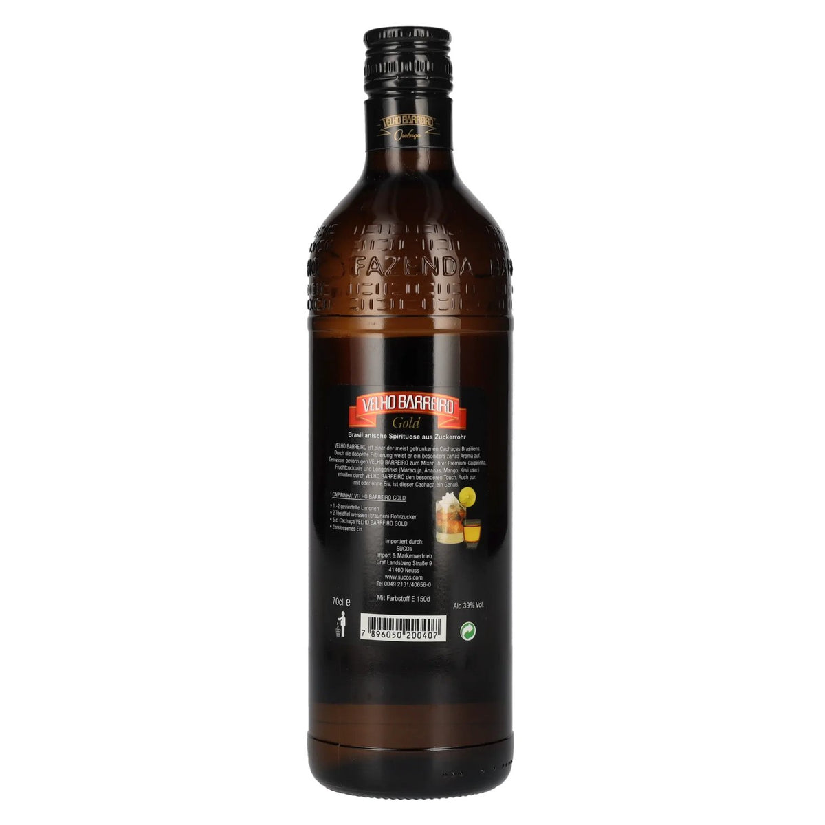 Velho Barreiro GOLD Cachaça 39% Vol. 0,7l
