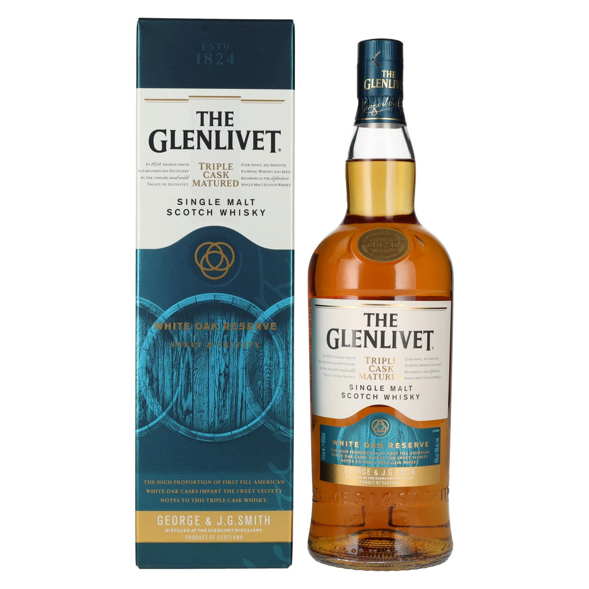 The Glenlivet WHITE OAK RESERVE Triple Cask Matured 40% Vol. 1l en boîte cadeau