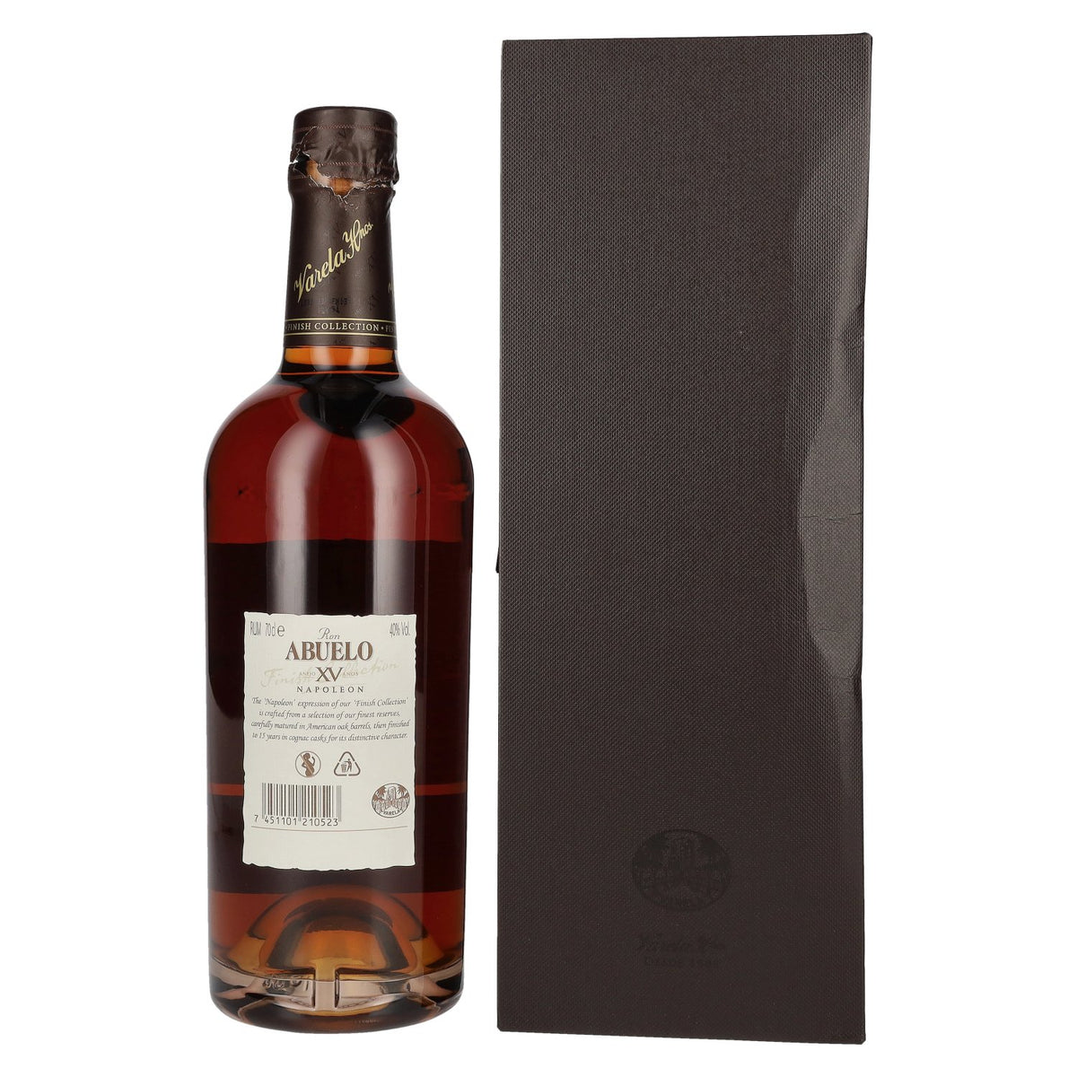 Ron Abuelo Añejo XV Años NAPOLEON, affiné en fût de cognac, 40 % vol., 0,7 l, dans un coffret cadeau