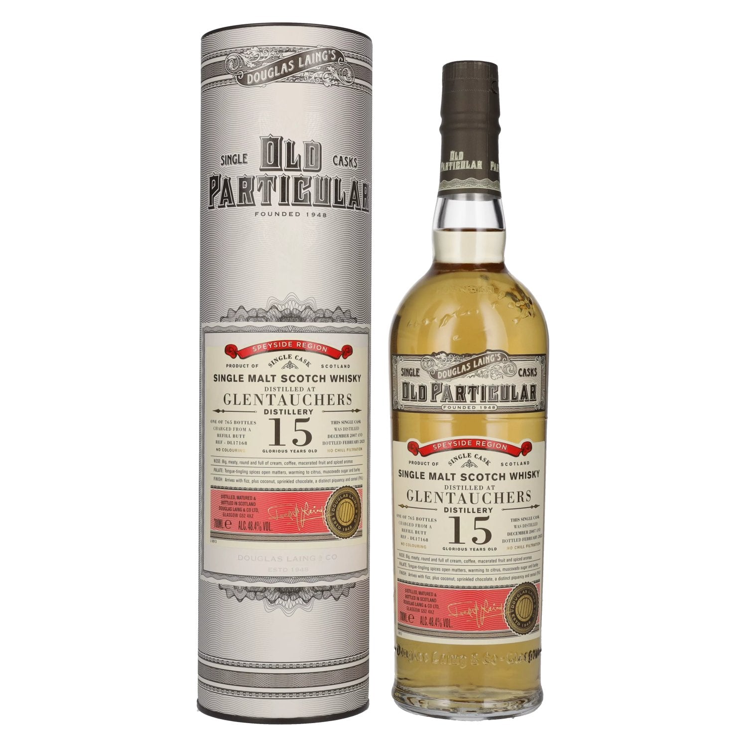 Douglas Laing OLD PARTICULAR Glentauchers 15 Years Old Single Cask Malt 2007 48,4% Vol. 0,7l in gift box