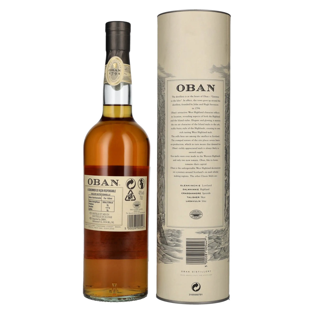 Oban 14 Years Old Single Malt Whisky 43% Vol. 0,7l in gift box