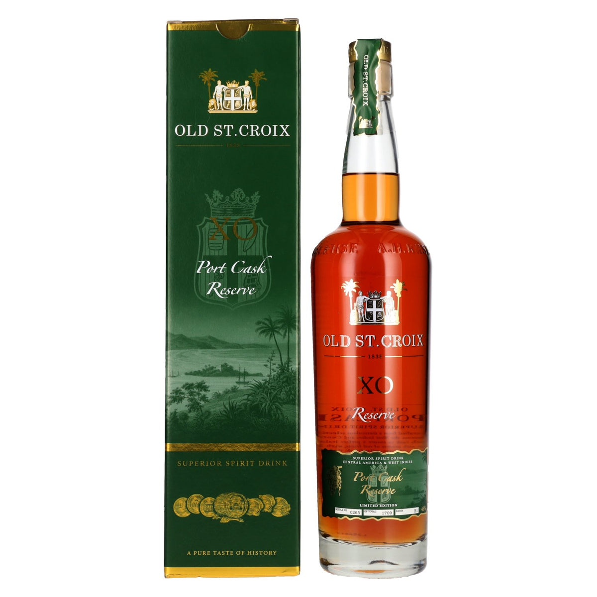 Old St. Croix A.H. Riise X.O. Reserve Port Cask Superior Spirit Drink 45% vol. 0,7l en coffret cadeau