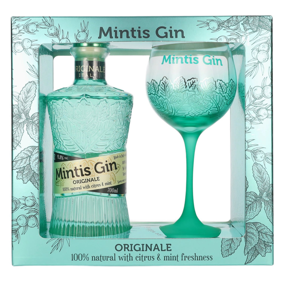 Mintis Gin ORIGINAL 41,8 % vol., 0,7 l, dans un coffret cadeau avec un verre