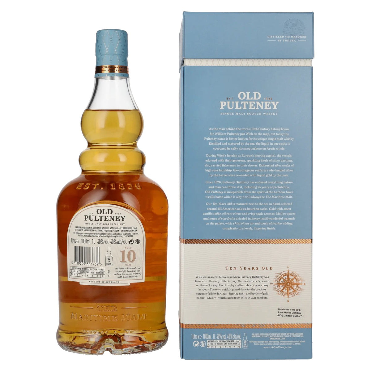 Old Pulteney 10 Years Old Single Malt TRAVELLER'S EXCLUSIVE 40% Vol. 1l en boîte cadeau