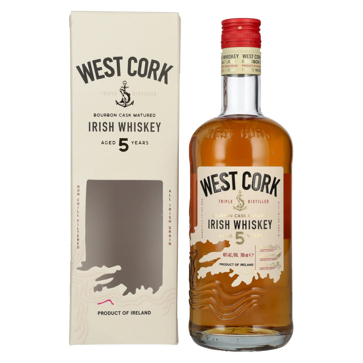 West Cork 5 Years Old Bourbon Cask Irish Whiskey 40% Vol. 0,7l in gift box