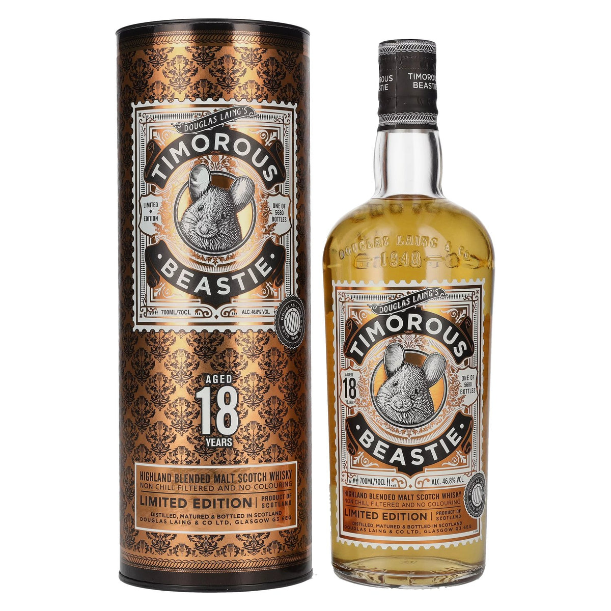 Douglas Laing TIMOROUS BEASTIE 18 Years Old Limited Edition 46,8% vol. 0,7l en boîte cadeau
