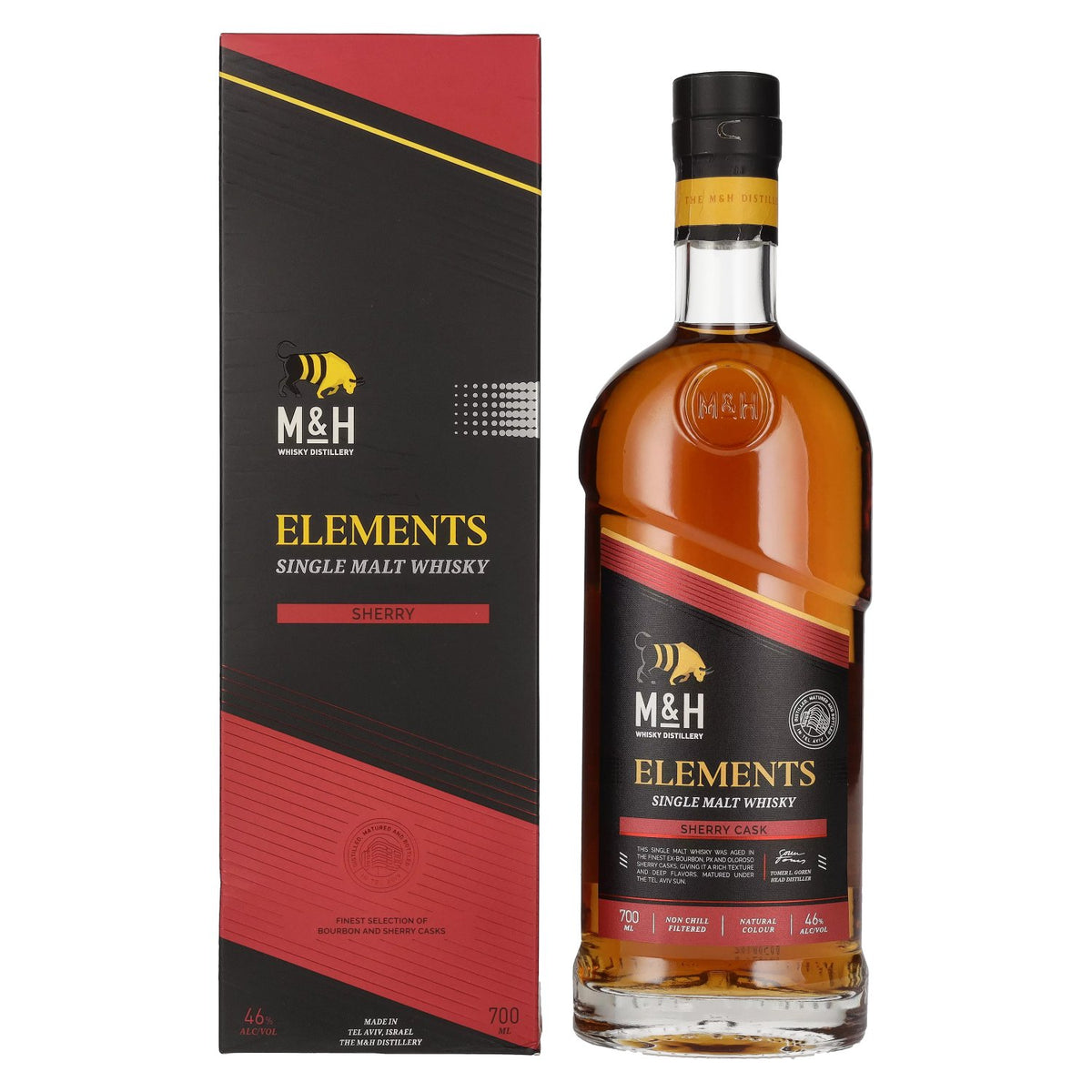 M&amp;H Elements Sherry Cask Single Malt Whisky 46% Vol. 0,7l in gift box