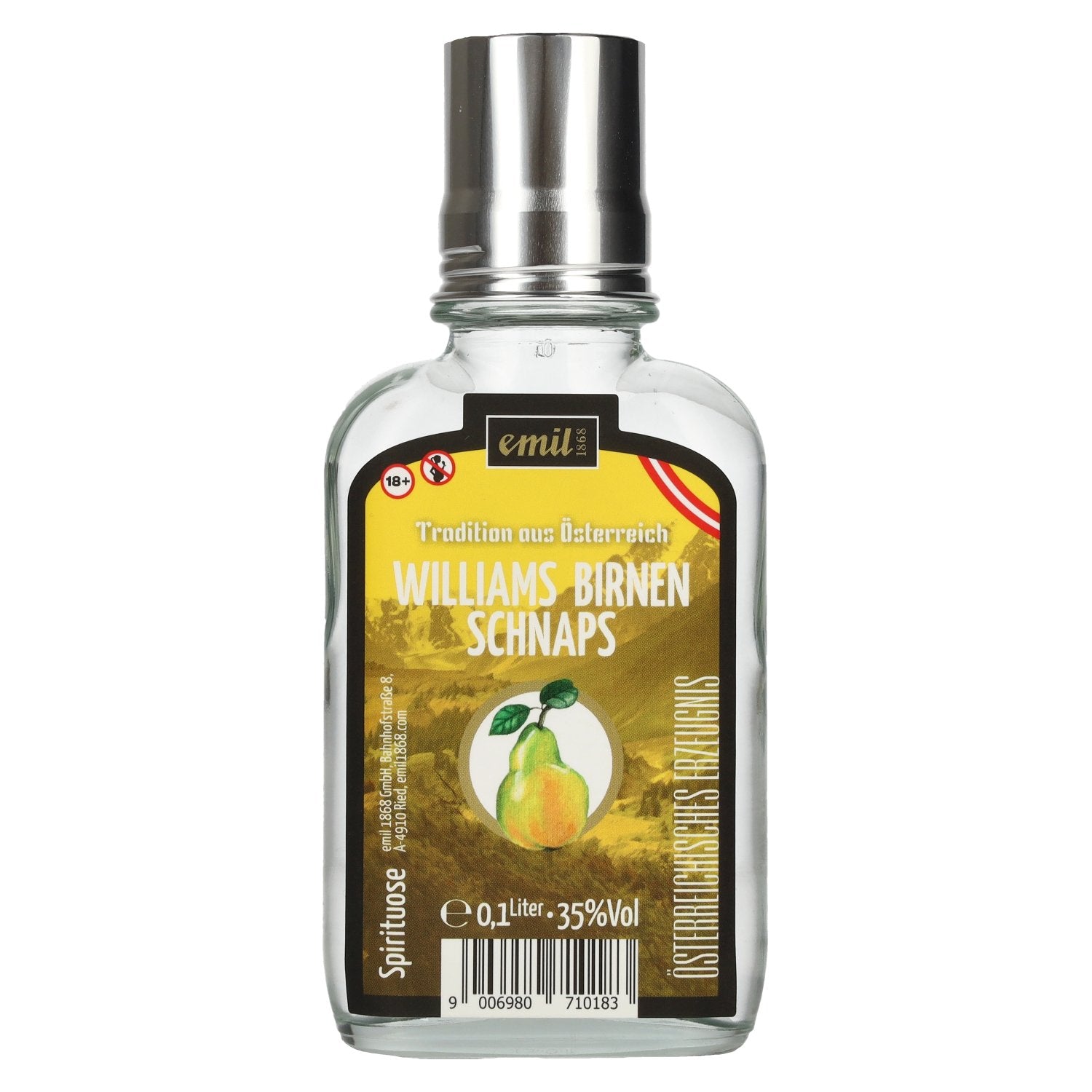 emil 1868 Williams Birnen Schnaps 35% Vol. 0,1l in Taschenflasche