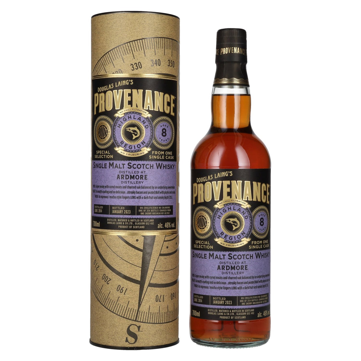 Douglas Laing PROVENANCE Ardmore 8 Years Old Single Cask Single Malt Scotch Whisky 2014 46% Vol. 0,7l in gift box