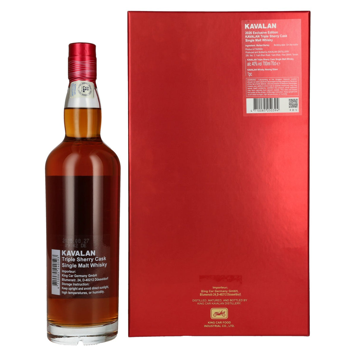 Kavalan Triple Sherry Cask Matured Lunar Horse New Year 2026 40% Vol. 0,7l in gift box with nosing glass