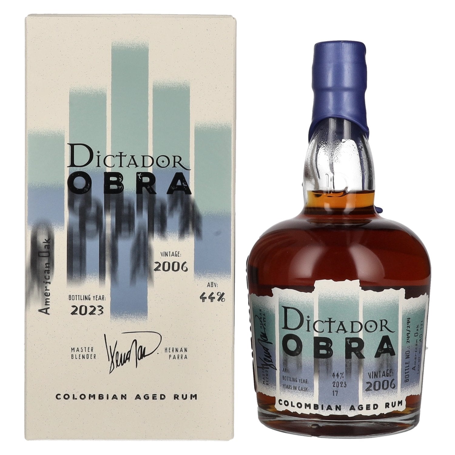 Dictador OBRA VINTAGE 17 Years Old AMERICAN OAK CASK Rum 2006 44% Vol. 0,7l in Geschenkbox