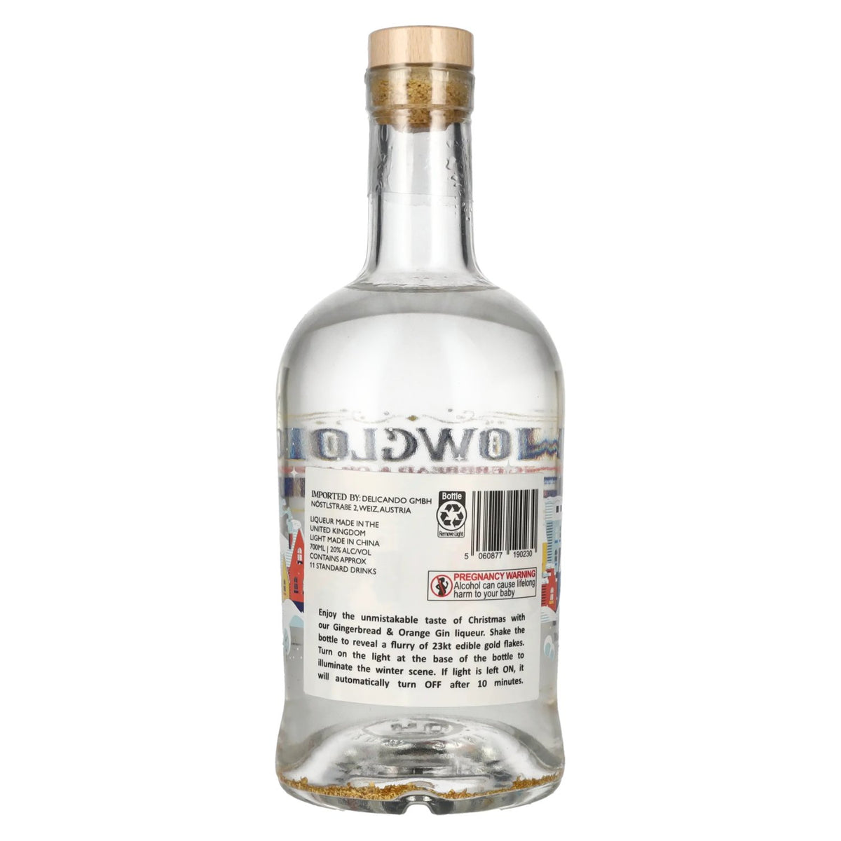 Snowglobe Orange &amp; Gingerbread Gin Liqueur Light-Up 20% Vol. 0,7l