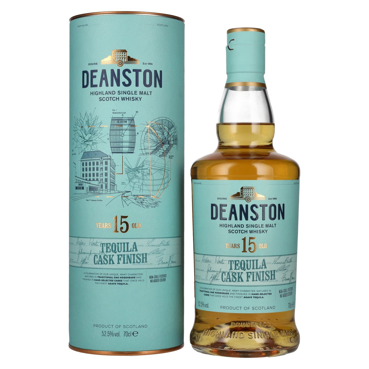 Deanston 15 Years Old Highland Single Malt Tequila Cask Finish 52,5% Vol. 0,7l en boîte cadeau