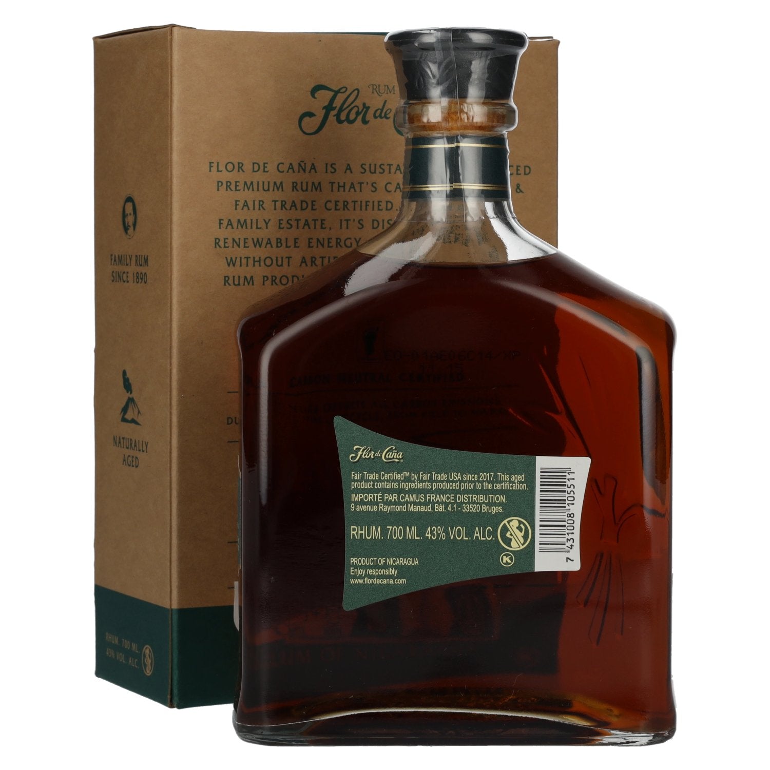 Flor de Caña 14 Years Old Rum 43% Vol. 0,7l en boîte cadeau