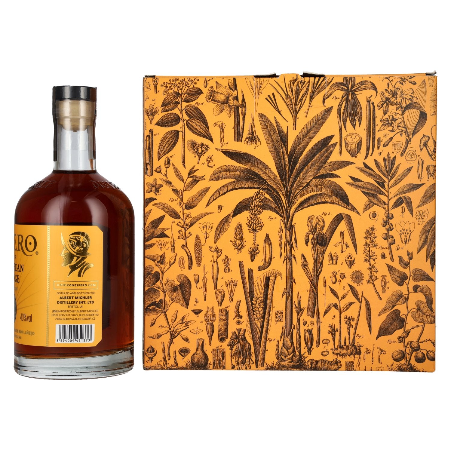 Ron Espero Caribbean Orange Liqueur 40% vol. 0.7 l in a gift box with 2 glasses