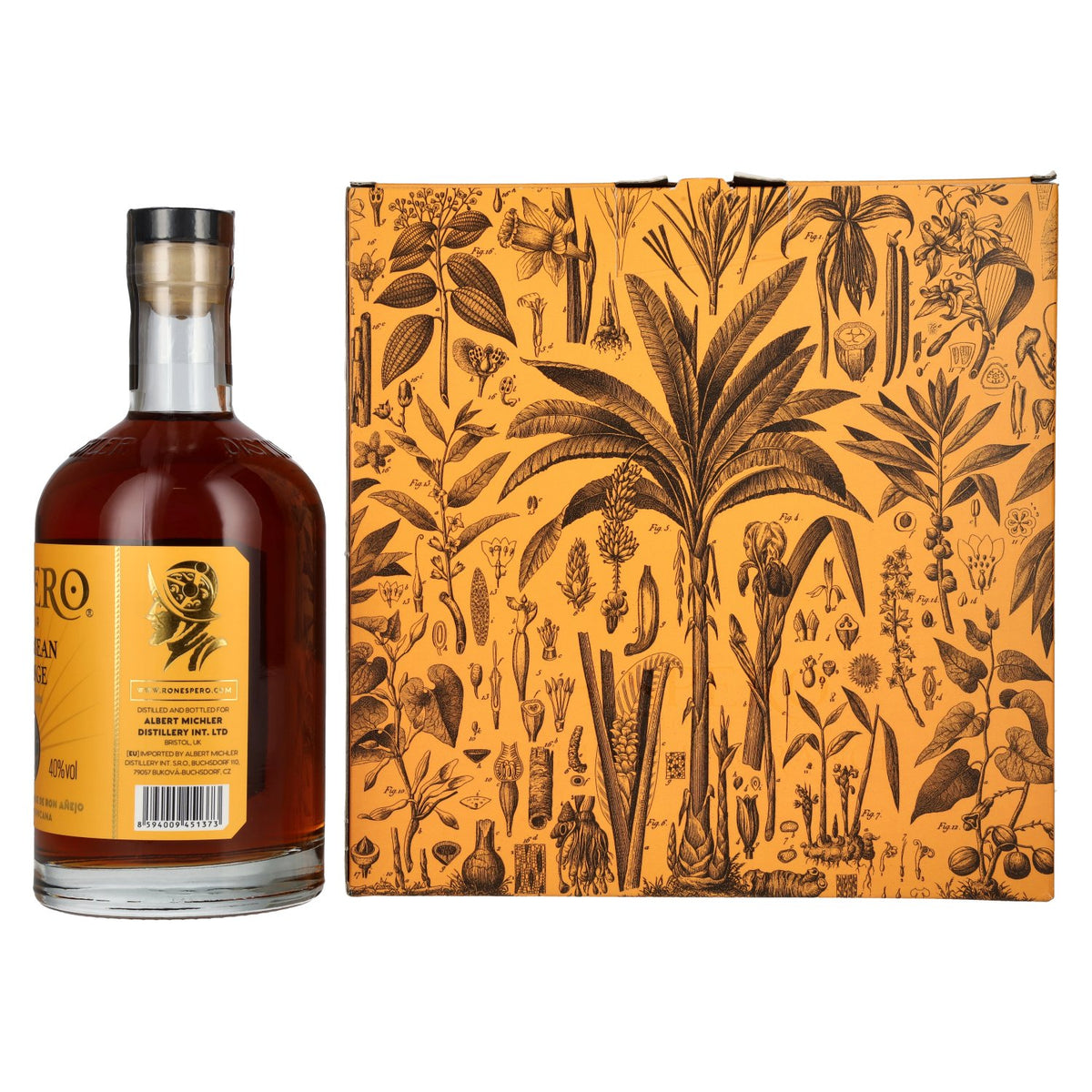 Ron Espero Caribbean Orange & Rum Liqueur 40% Vol. 0,7l in Geschenkbox mit 2 Gläser
