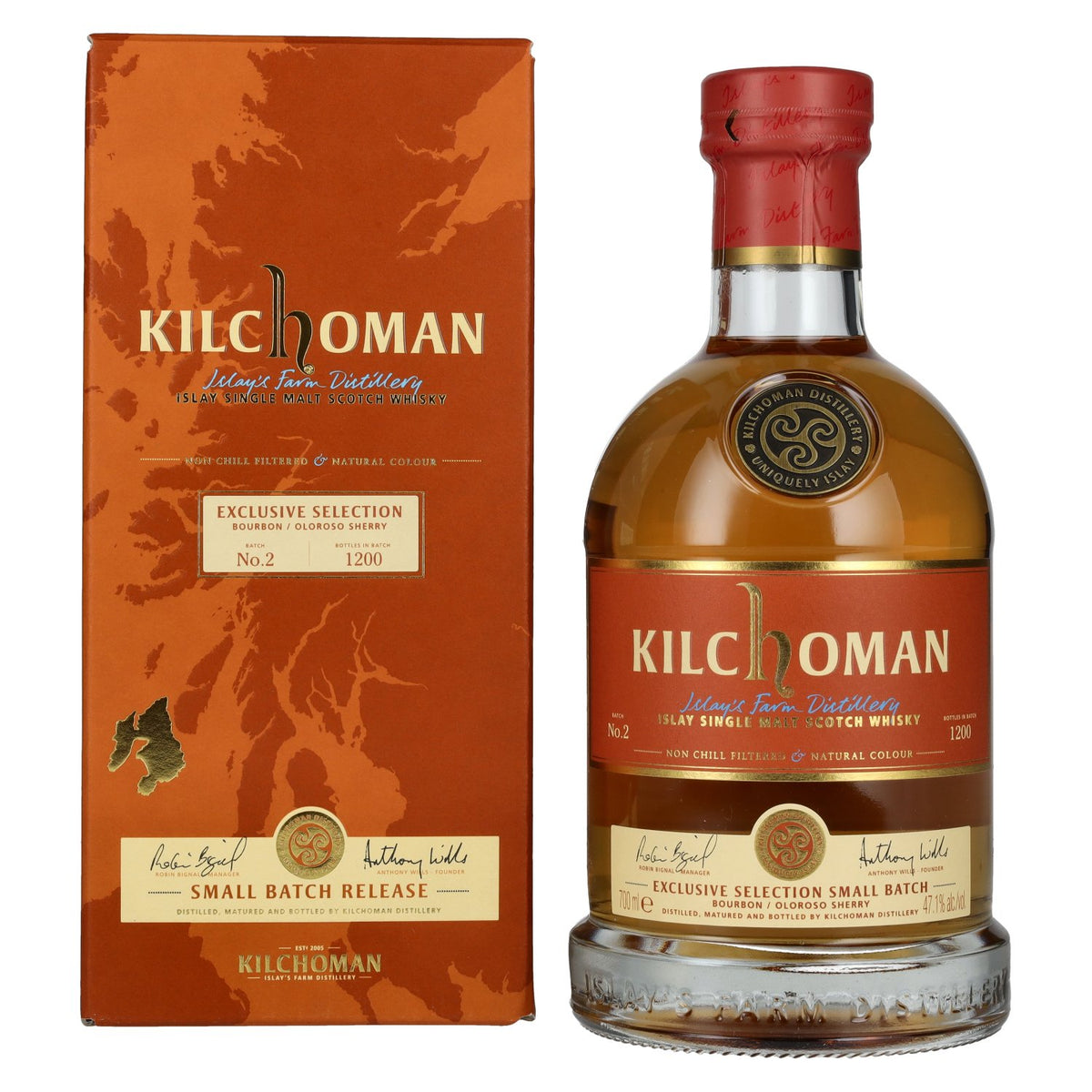 Kilchoman Islay Single Malt Whisky Bourbon/Oloroso Sherry SMALL BATCH 2 47,1% vol. 0,7l en coffret cadeau