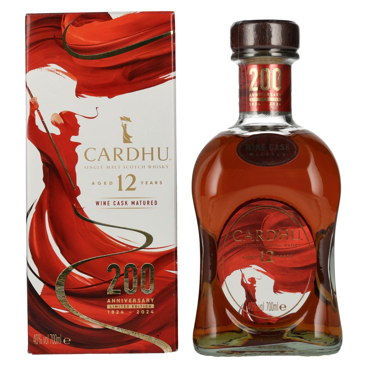 Cardhu 12 Years Old 200th Anniversary Wine Cask Limited Edition 40% Vol. 0,7l in gift box