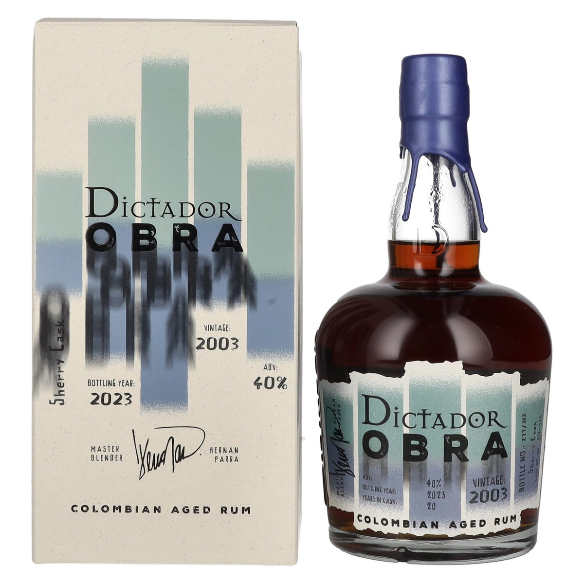 Dictador OBRA VINTAGE 20 Years Old SHERRY CASK Rum 2003 40% Vol. 0,7l in gift box