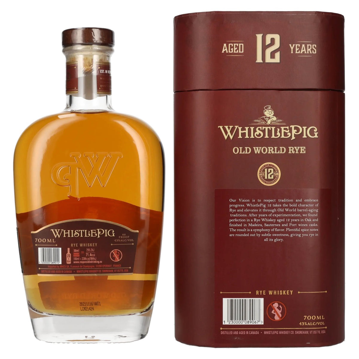 WhistlePig 12 Years Old OLD WORLD Rye Whiskey 43% Vol. 0,7l in Geschenkbox