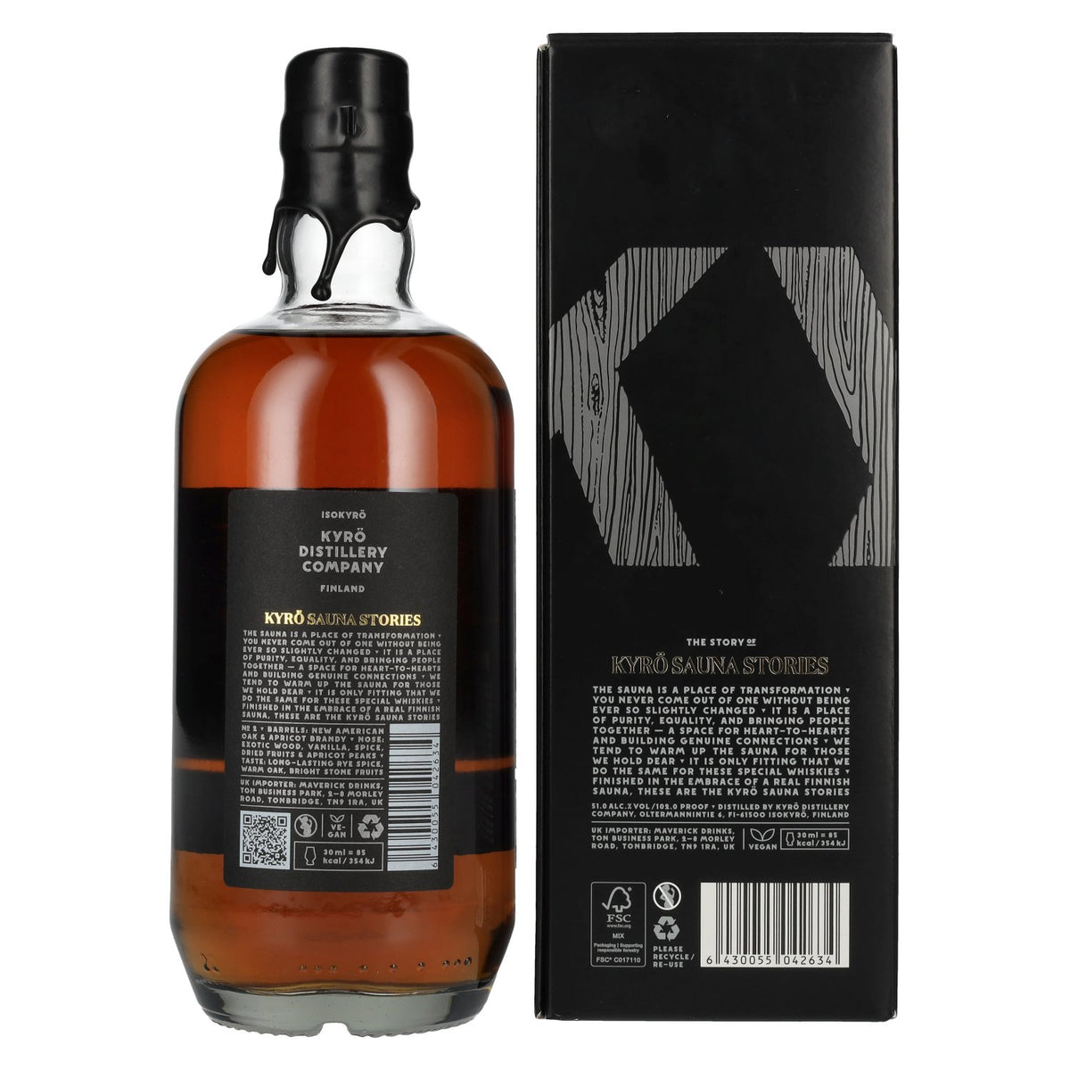 KYRÖ SAUNA STORIES Apricot Brandy Cask Finish No. 2 51% vol. 0,7l en boîte cadeau