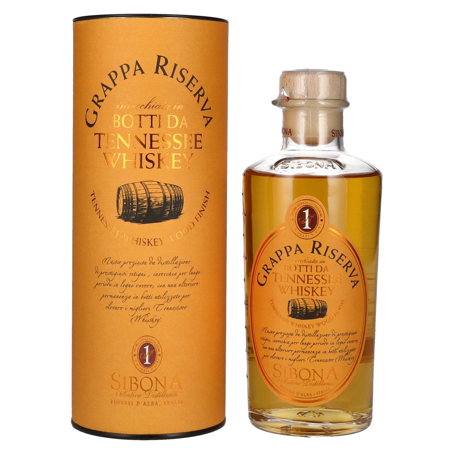 Sibona GRAPPA RISERVA botti da TENNESSEE WHISKEY 40% vol. 0,5l en boîte cadeau