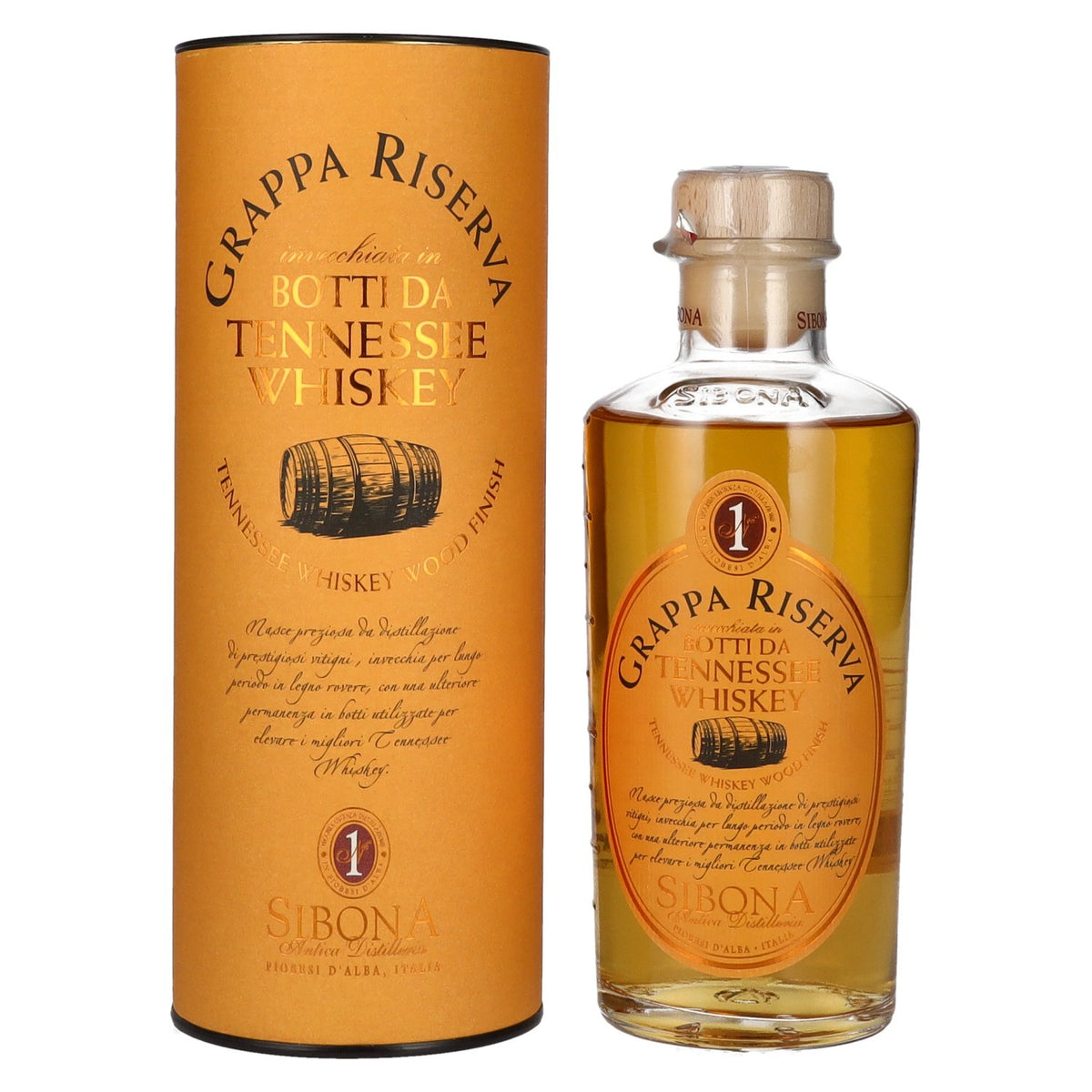 Sibona GRAPPA RISERVA botti da TENNESSEE WHISKEY 40% vol. 0,5l en boîte cadeau