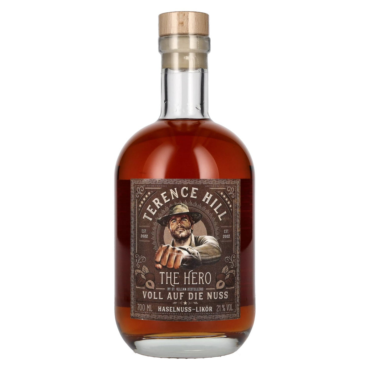 Terence Hill THE HERO Voll Auf Die Nuss Hazelnut Liqueur 21% Vol. 0,7l