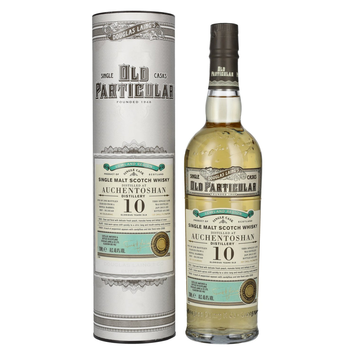 Douglas Laing OLD PARTICULAR Auchentoshan 10 Years Old Single Malt Whisky 2013 48,4% Vol. 0,7l en coffret cadeau