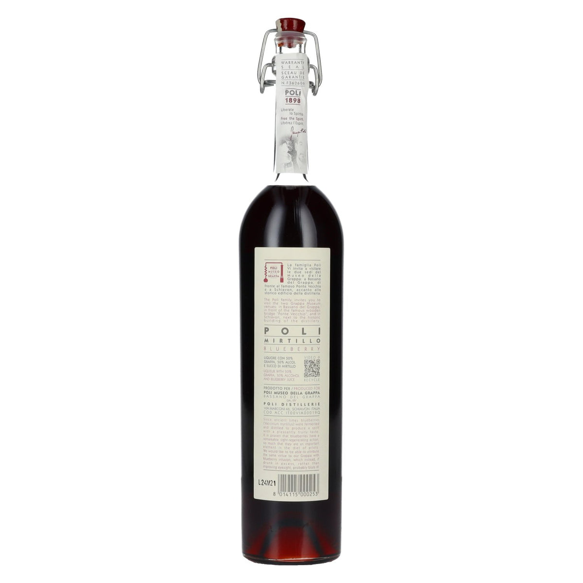 Poli Mirtillo Liquore con Grappa 28% Vol. 0,5l