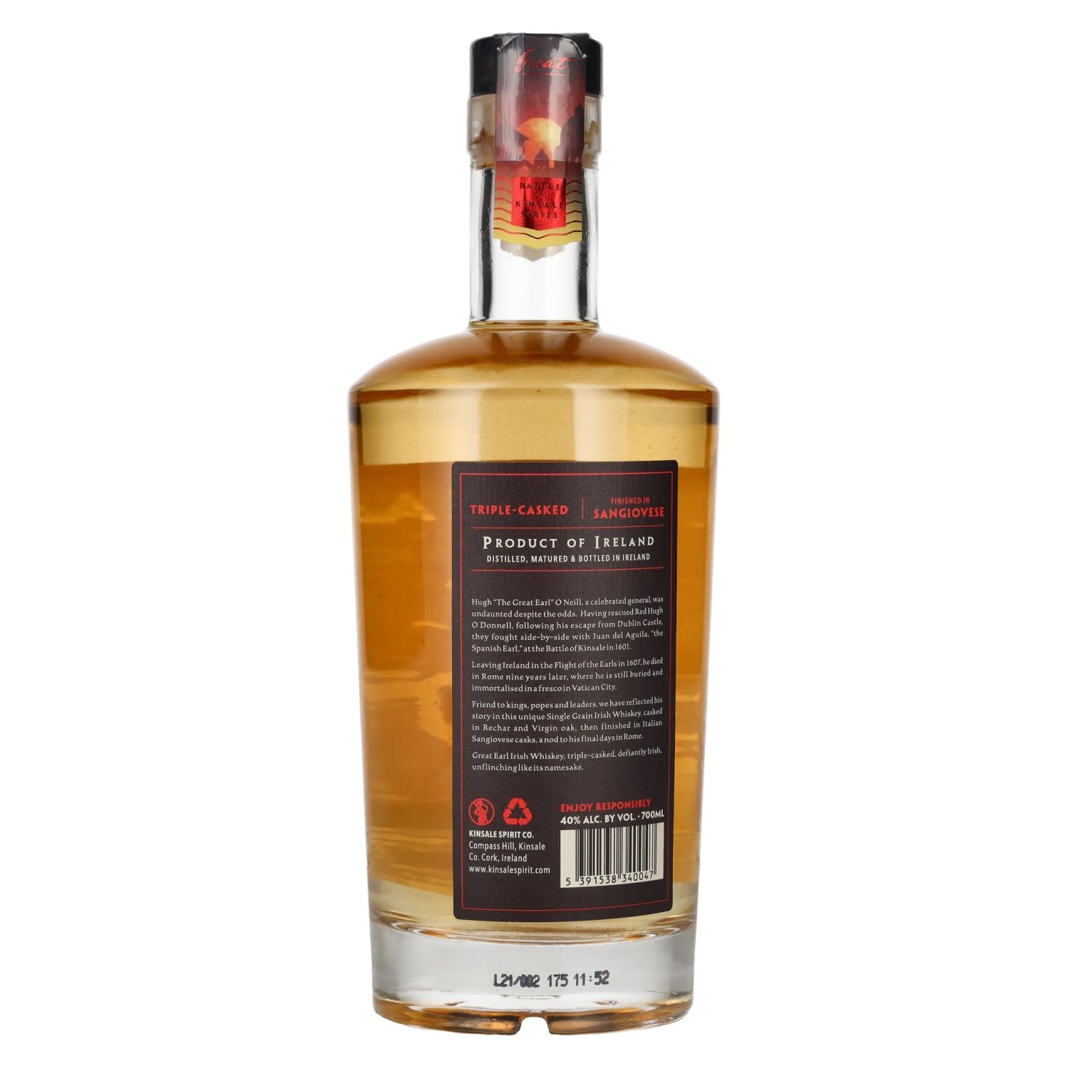 Kinsale GREAT EARL Single Grain Irish Whiskey 40% Vol. 0,7l