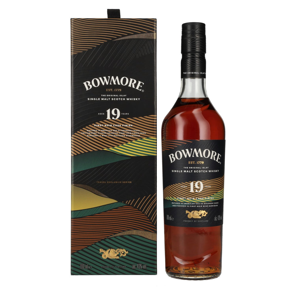 Bowmore 19 Years Old Pinot Noir Cask Finish Islay Single Malt 43% Vol. 0,7l in gift box