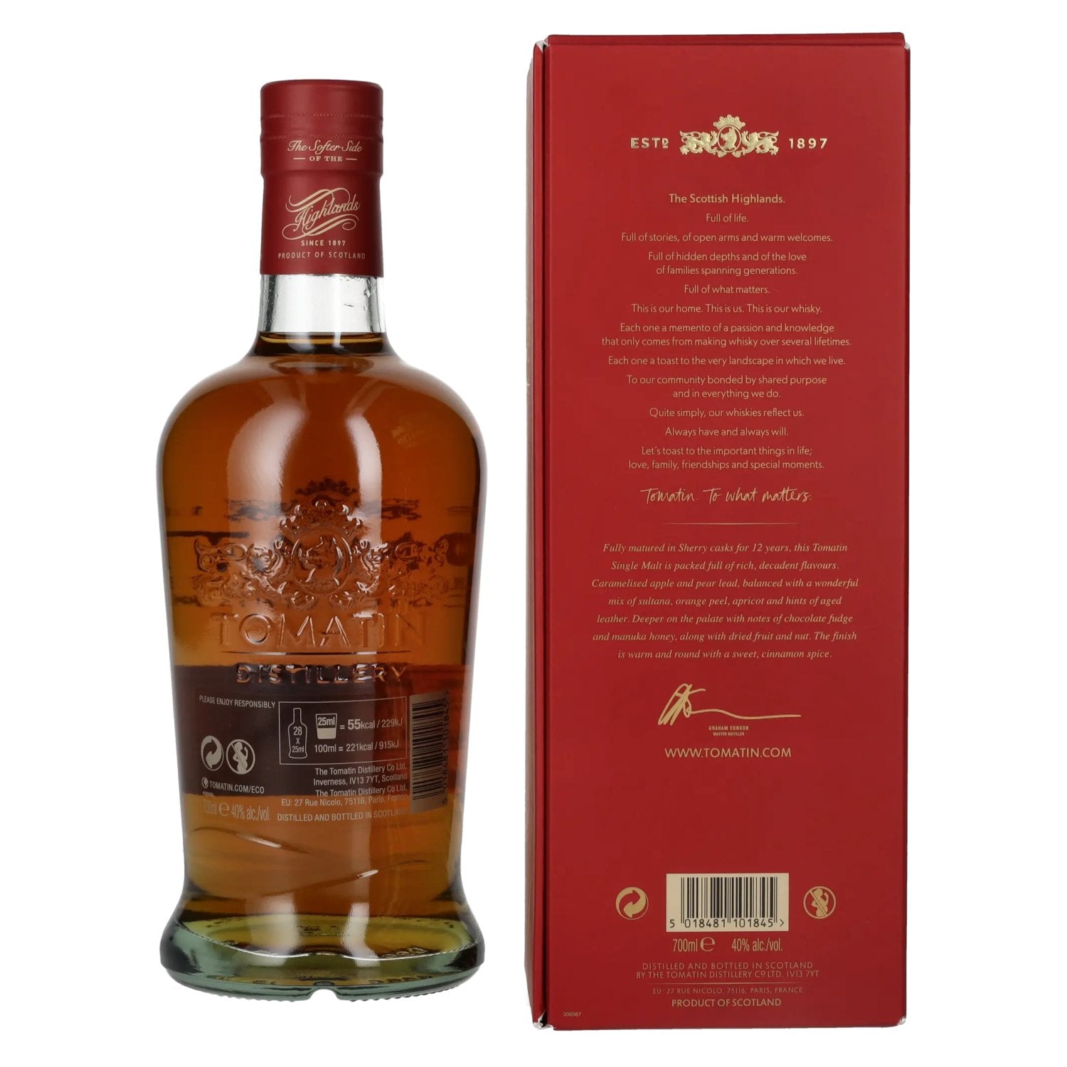 Tomatin 12 Years Old SHERRY CASK 40% Vol. 0,7l in Geschenkbox