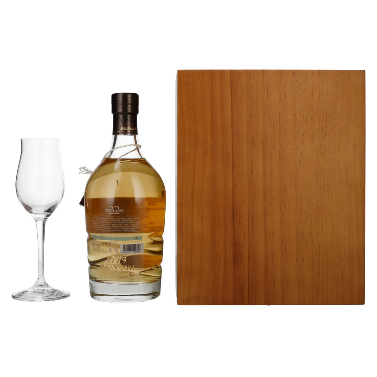 Nardini Grappa Riserva 22 ANNI Single Cask 45% Vol. 0,7l in Holzkiste mit Glas