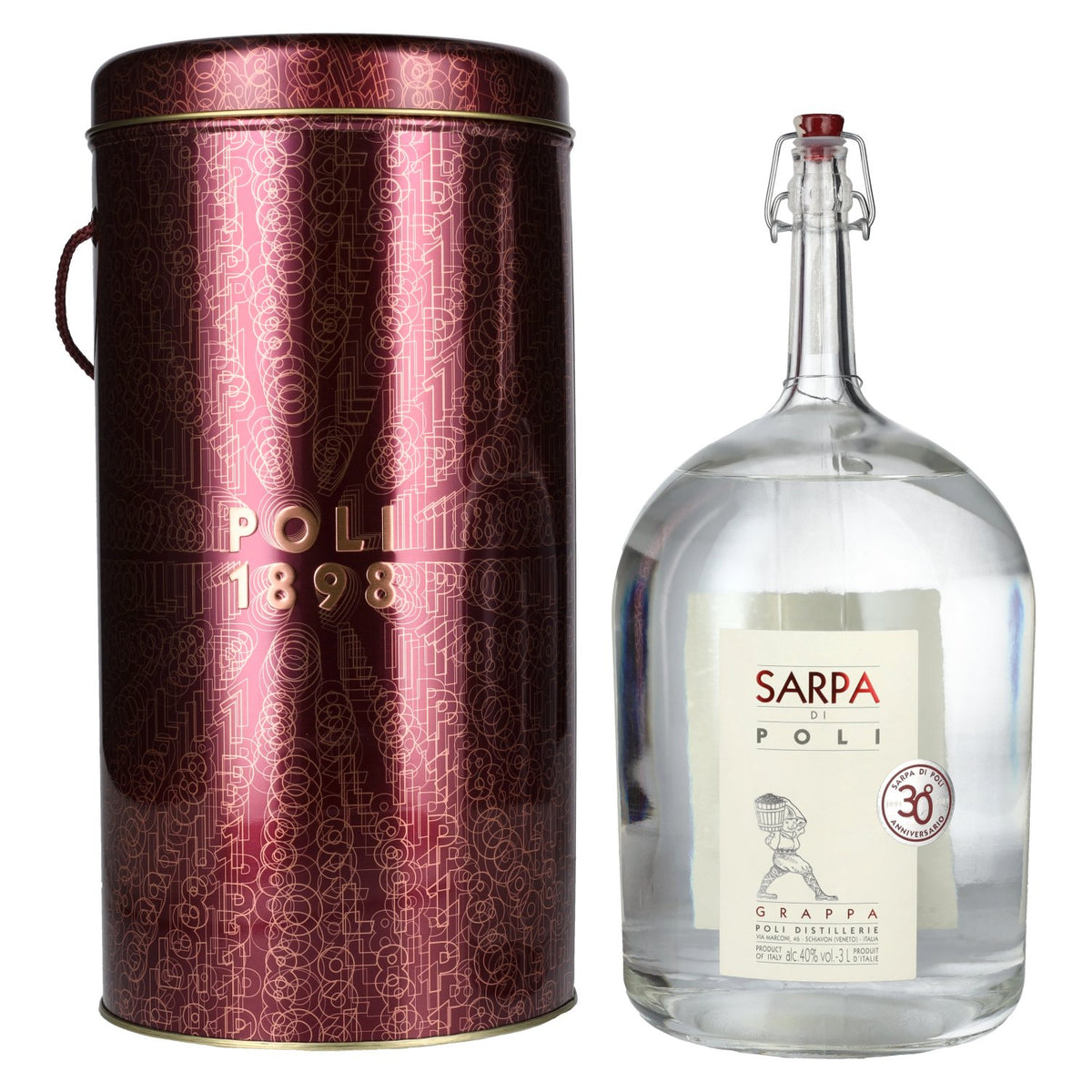 Poli Grappa Sarpa di Poli 40% Vol. 3l en Tinbox