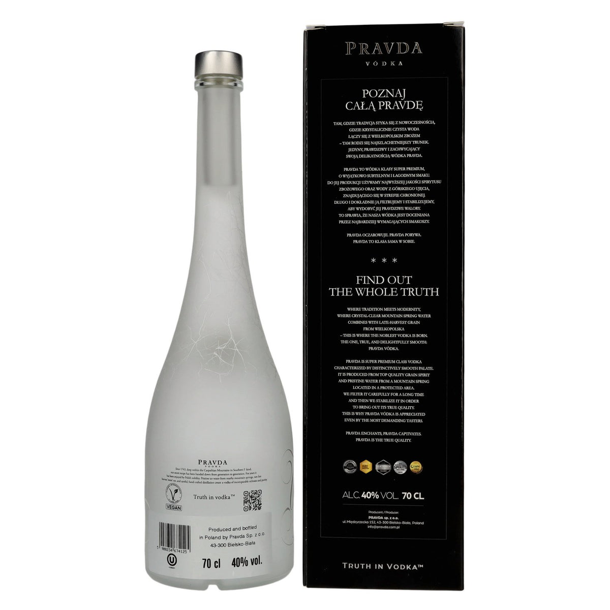 Vodka Pravda 40 % vol., 0,7 l, dans un coffret cadeau