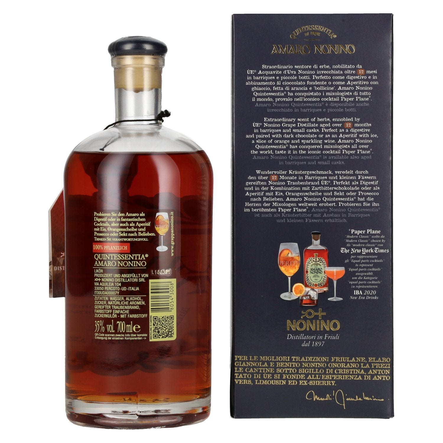 Amaro Nonino Quintessentia Di Erbe Liquore 35% Vol. 0,7l in gift box
