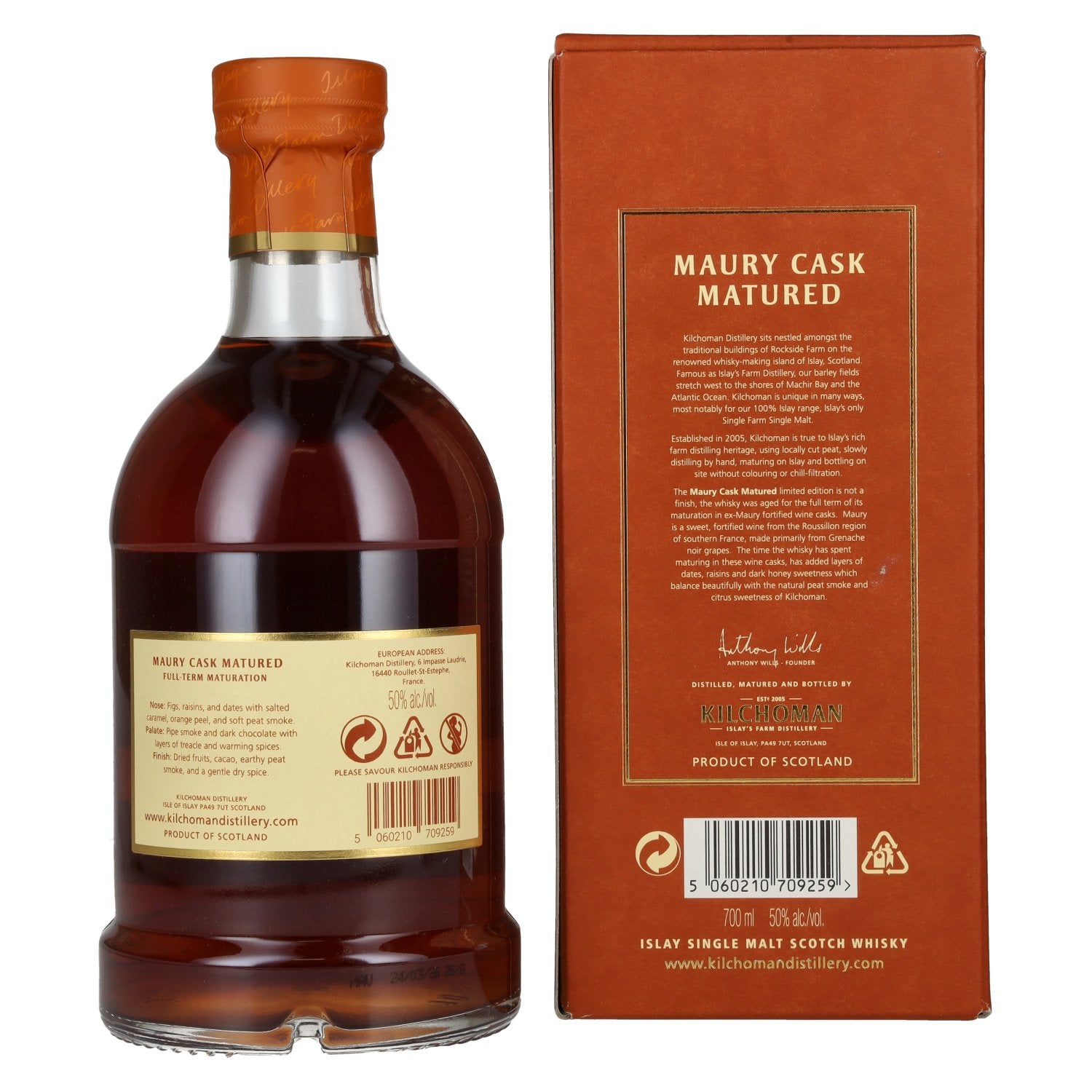 Kilchoman MAURY CASK MATURED Single Malt Scotch Whisky Limited Edition 50% Vol. 0,7l in Geschenkbox