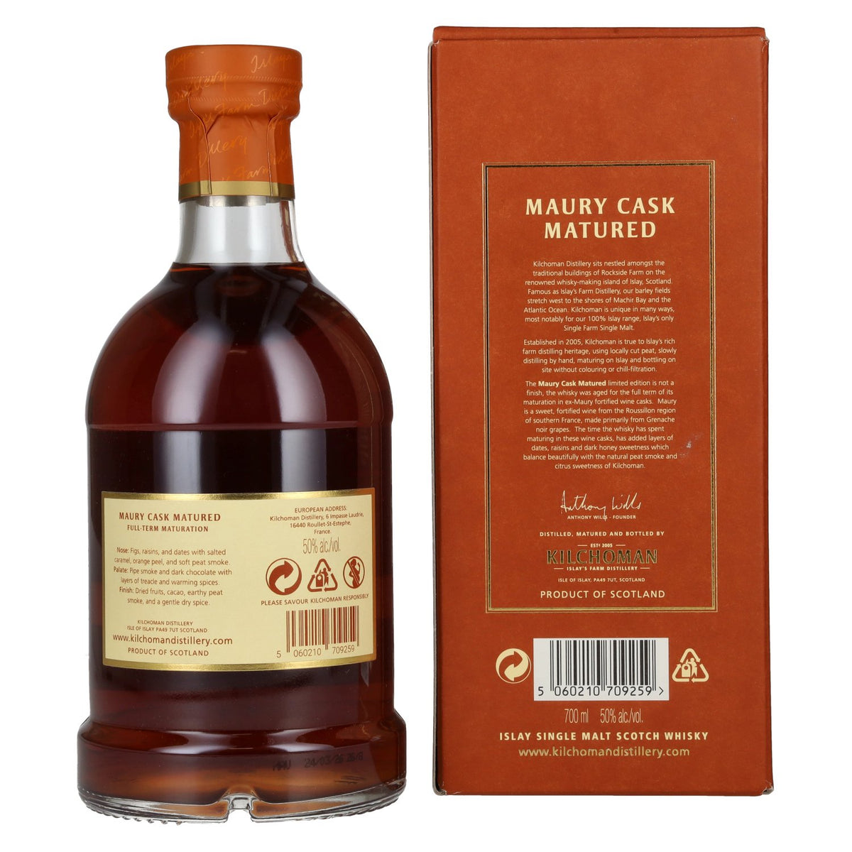 Kilchoman MAURY CASK MATURED Single Malt Scotch Whisky Limited Edition 50% Vol. 0,7l in Geschenkbox