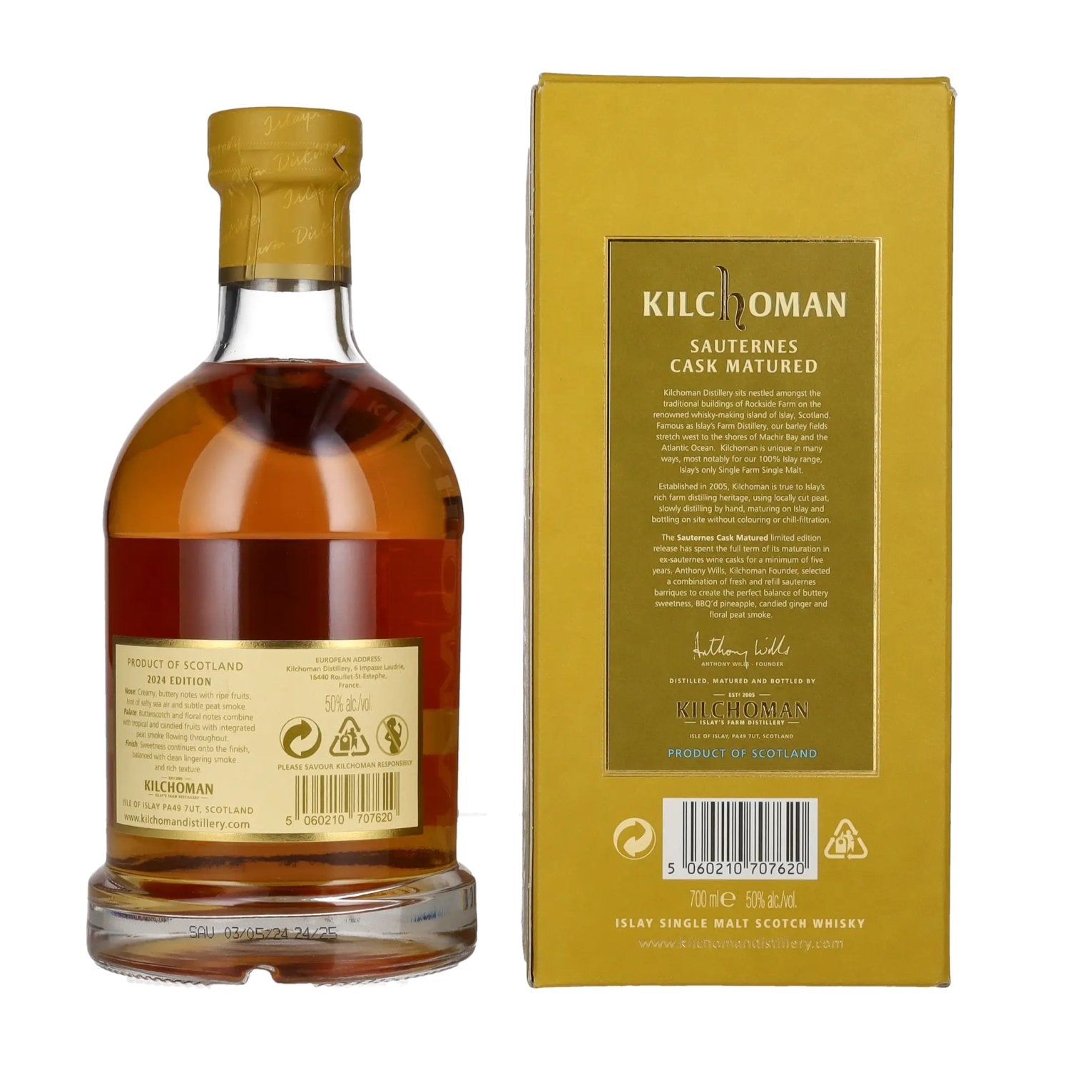 Kilchoman SAUTERNES CASK MATURED Islay Single Malt Limited Edition 2024 50% Vol. 0,7l in Geschenkbox