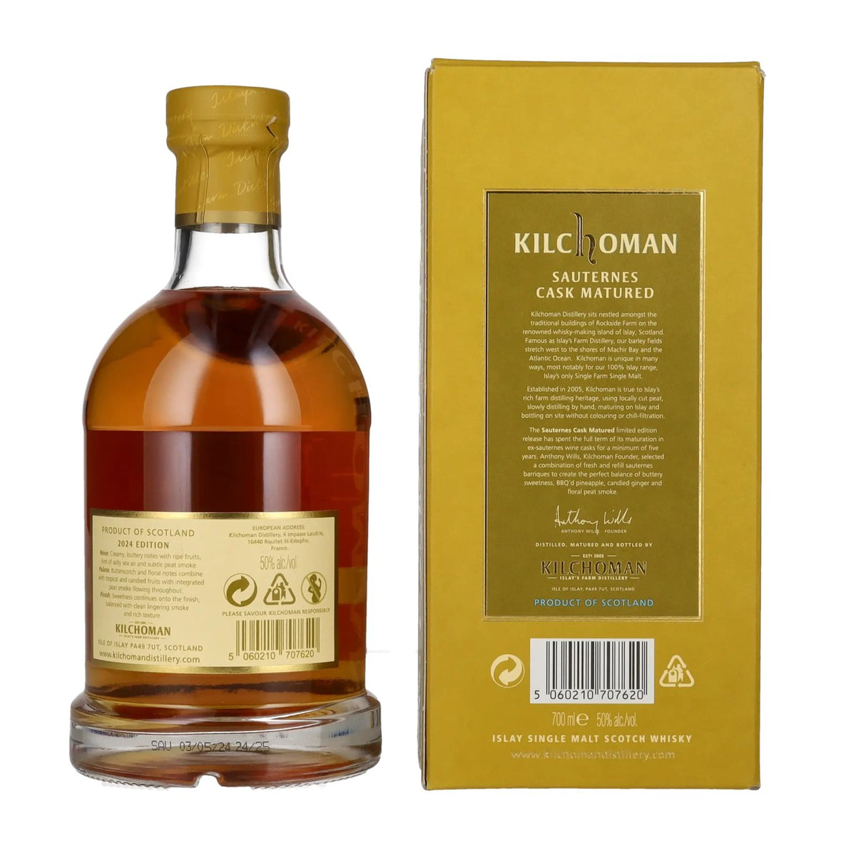 Kilchoman SAUTERNES CASK MATURED Islay Single Malt Limited Edition 2024 50% vol. 0,7l en boîte cadeau