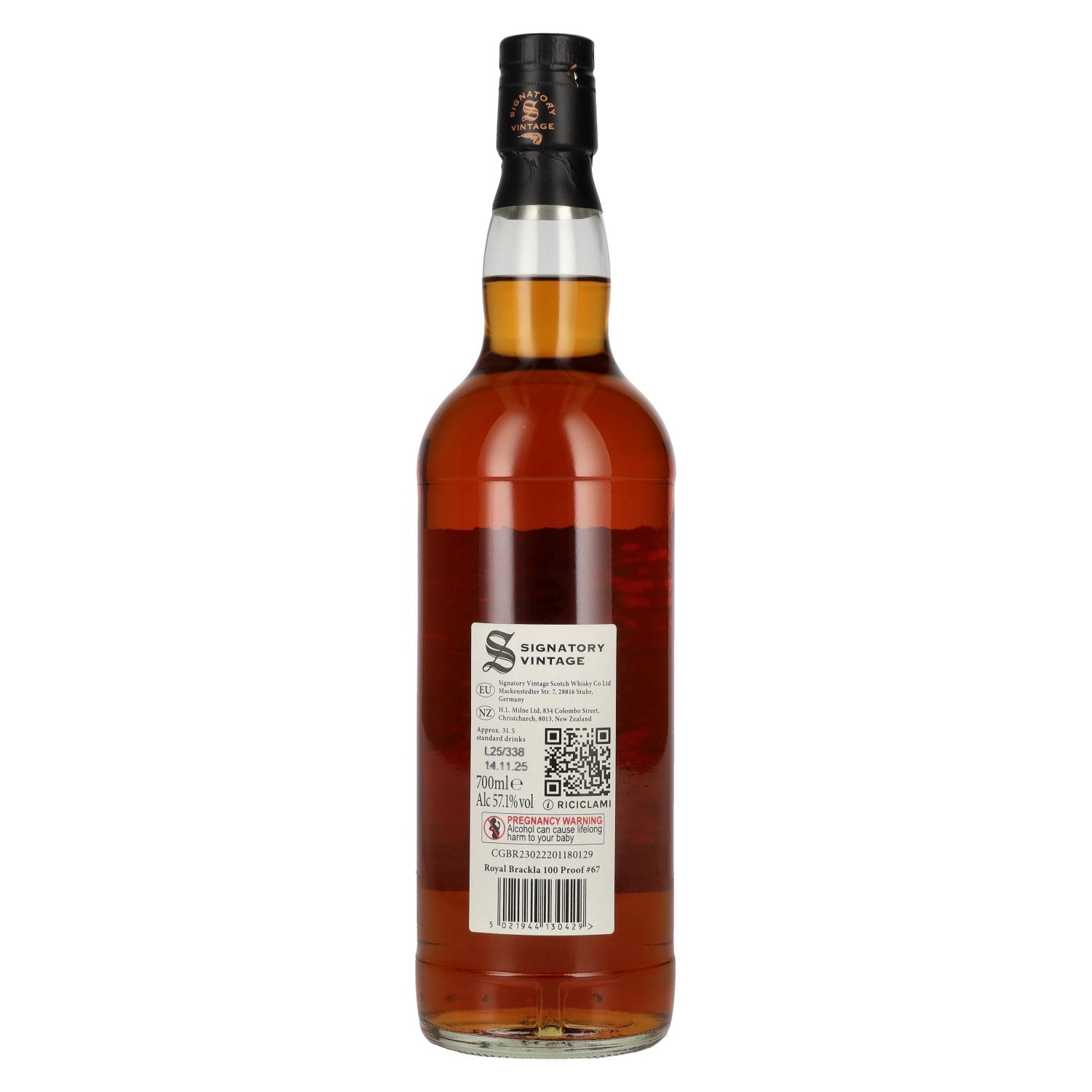 Signatory Vintage 100 Proof Edition ROYAL BRACKLA 11 Years Old Single Malt #67 2014 57,1% Vol. 0,7l