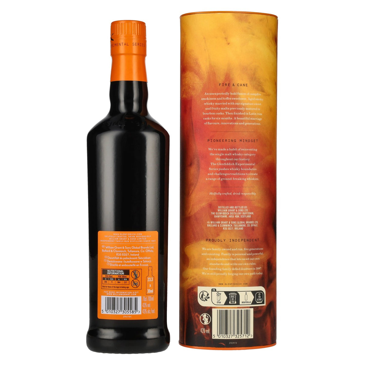 Glenfiddich FIRE &amp; CANE Single Malt Scotch Whisky 43% Vol. 0,7l en boîte cadeau