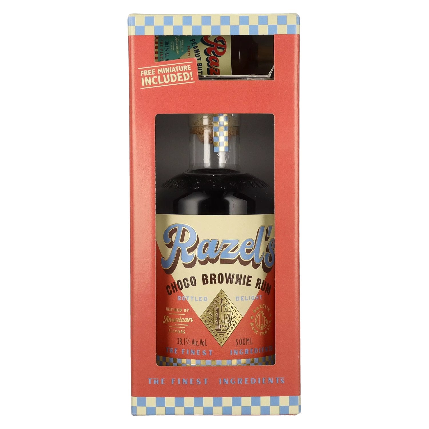 Spirit Drink Razel's Choco Brownie 38,1% vol. 0,5l en coffret cadeau avec miniature 0,05l